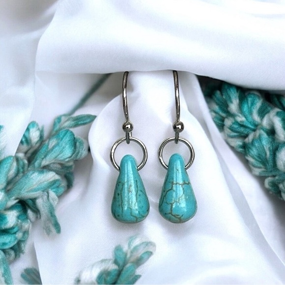 5 For $25💫Santa Fe Turquoise Teardrop Dangles - Picture 4 of 5